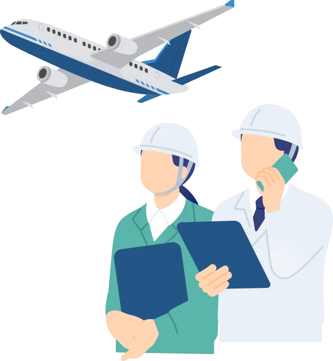 飛行機と作業員