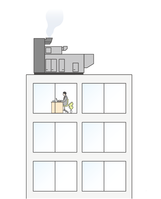 ビルの屋上に設置されているガスタービンイメージ