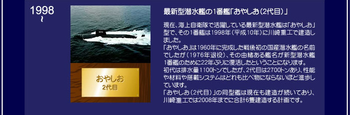 最新型潜水艦の1番艦「おやしお（2代目）」